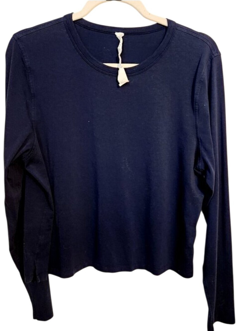 Lululemon | Women's Navy Blue Crewneck Long Sleeve Linen Blend Tee (Size 12)